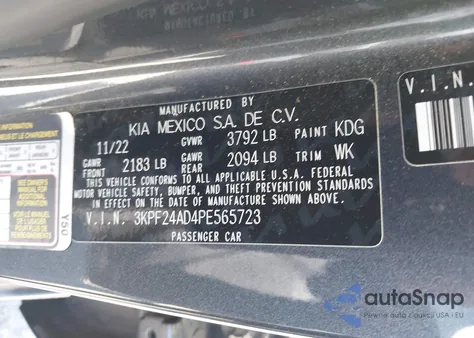 2023 Kia Forte Lx z USA, uszkodzony, nr VIN 3KPF24AD4PE565723